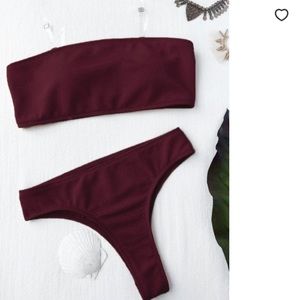 Zaful Green ribbed high leg bikini